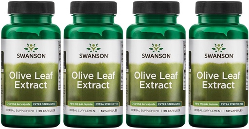 [BRSWGZIBDF4AI2Y3] Extracto de follas de oliva de Swanson con 20% Oleuropein - (60 cápsulas, 750mg cada) 4 Pack