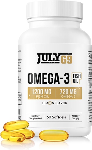 [BRSRA2QDDIDQMGTX] Omega 3 Fish Oil - 1200 MG Fish Oil, 720 MG Omega 3, Lemon Flavor, 60 Softgels, Natural EPA-DHA Softgels for Strength & Health, High Potency, Support for Women & Men