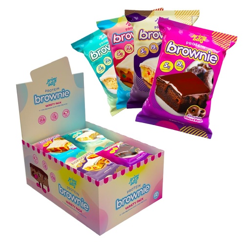 [BRSRMYIZBYHR4FI6] Prime Bites High Protein Brownie (12 Per Box, Variety Pack) - 19g of Protein, 5g of Collagen, Gluten Free, Low Sugar Treat, Delicious Protein Snack
