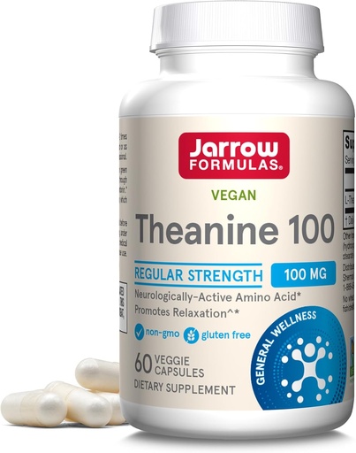 [BRSRAYYYB4MG2HY4] Jarrow Formulas Extra Strength Theanine 200mg & Regular Strength Theanine 100mg Relaxation Support Capsules Bundle, 120 Veggie Capsules
