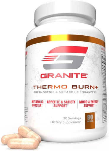 [BRSRM2Q5AQFWCDL5] Thermo Burn by Granite, New Advanced Formula for Thermogenic, Metabolic, Mood & Appetite Support with Alpha GPC, Theobromine, & 5-HTP (90 Capsules)