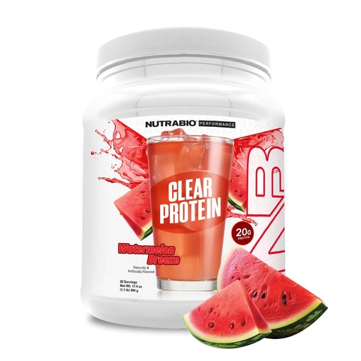 [BRSWYAT3AECBU3IU] NutraBio Clear Protein Powder, Watermelon Breeze - 20 Servings, 20g Clear Whey Protein Isolate, 0 Sugar, 0g Lactose, Refreshing Fruit Flavors, GLP1 Support -Bone Health - Muscle Post Workout Recovery