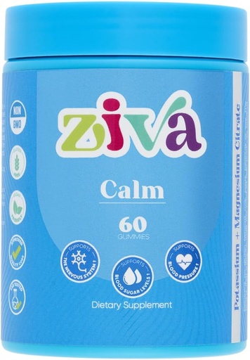 [BRSRAZQPAEIBG334] Ziva Calm Gummies – Potassium Citrate & Magnesium Citrate Supplement for Relaxation, Stress Relief & Muscle Support – 60 Count