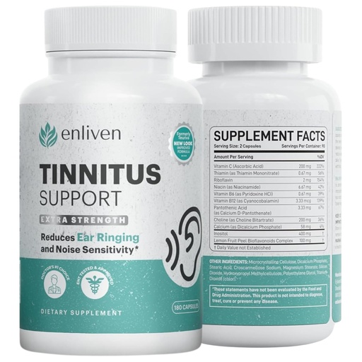 [BRSRAEINAAPRE3Q4] Tinnitus Relief Pills for Ringing Ears – Ear Tinnitus Relief for Ringing Ears with Flavonoids, B12 & Inositol – for Pain in Ears & Health Support – 180 Caplets – Daily Ear Ringing Relief 2 pack 360 Ct