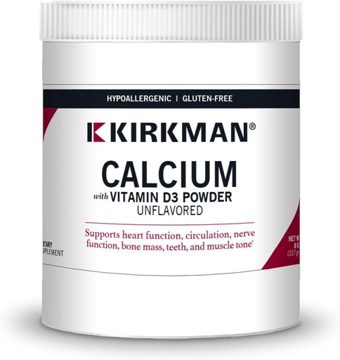 [BRSWIATRA4PBKGDO] Kirkman - Calcium with Vitamin D3 Powder - 8 oz - Essential Minerals - Helps Maintain Strong Bones - Unflavored