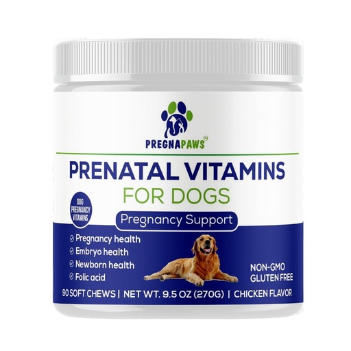 [BRSROBIQBF5QK33H] Dog Prenatal Vitamins - Supports Healthy Pregnancy, Puppy Development & Lactation - Rich in Folic Acid, Iron & Calcium - Advanced Prenatal Supplement for Pregnant and Nursing Dogs - 90 Soft Chews