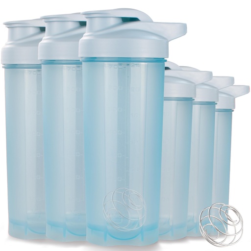 [BRSRAGT4AFYAGFLX] ShakerZoo-6 Pack-Protein Shaker Bottles for Protein Mixes, Shaker Cups for Protein Shakes, 3 pcs 24 ounce and 3 pcs 20 ounce (Blue)