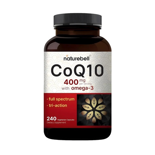 [BRSRMAIZOYHAAFD4] NatureBell CoQ10 400mg with Omega-3-240 Capsules - Antioxidant Supplement for Heart & Energy Health Support - Supports Cellular Energy* - Extra Strength Coenzyme Q10