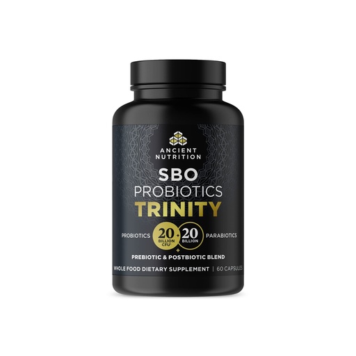 [BRSRMCQ5AF6GCD36] Ancient Nutrition SBO Probiotic Trinity Daily Care, Probiotics for Digestive Health, 40 Billion Blend of Prebiotics, Probiotics, Postbiotics, and Parabiotics Reduces Occasional Bloating, 60 Count