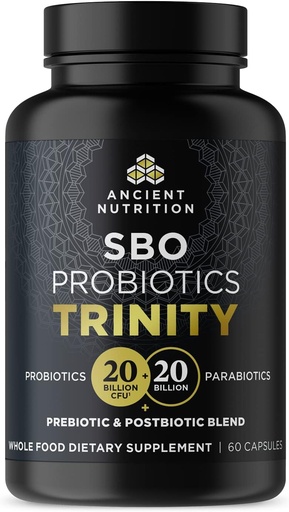 [BRSRMCQ5AF6GCD36] Gamle Nutrition SBO Probiotic Trinity Daily Care, Probiotika for Digestive Helse, 40 milliarder blanding av prebiotika, probiotika, postbiotika, og parabiotika reduserer anledninger, 60 greve