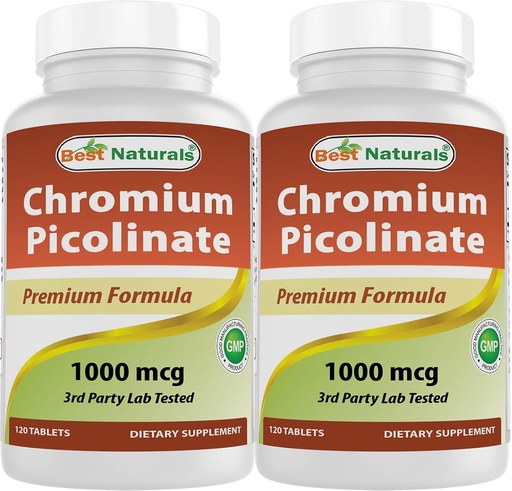 [BRSWGYYBDMNRGGY3] Best Naturals Chromium Picolinate 1000 mcg 120 Tablet (Paket 2)