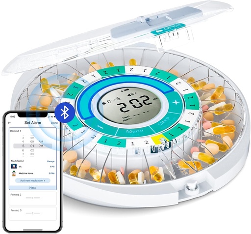 [BRSRMAT4CIIRSCL3] Zoksi Upgrade Bluetooth Automatic Pill Dispenser Machine for Elderly with Alarm, Smart Medication Pill Box 28 Day for Home Use, Eletronic Medicine Organizer Monthly, Timed Reminder