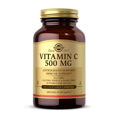 [BRSWIYTYCUPGAHY7] Solgar Vitamin C 500 mg, 100 Vegetable Capsules - Antioxidant & Immune Support - Overall Health - Supports Healthy Skin & Joints - Non GMO, Vegan, Gluten Free, Kosher - 100 Servings