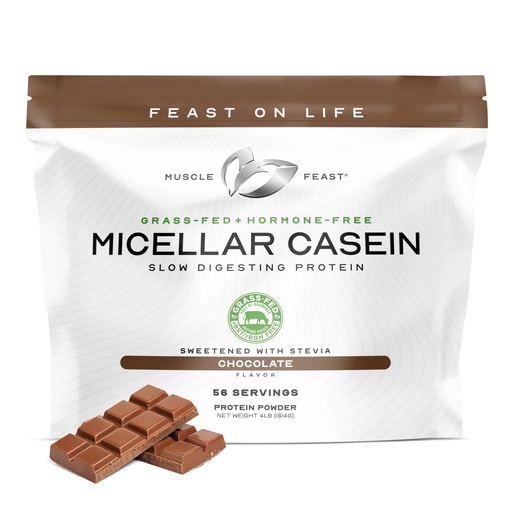 [BRSWI2QHDFYWYET6] Muscle Feast Grass Fed Micellar Casein Protein Powder, Pasture Raised & Hormone Free, Slow Digesting Casein Protein - Supports Overnight Muscle Recovery, Gluten Free Protein Powder - Chocolate, 4lb