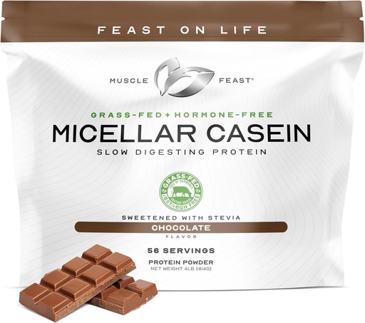 [BRSWI2QHDFYWYET6] Muscle Feast Grass Fed Micellar Casein Protein Powder, Pasture Raised &amp; Hormone Free, Slow Digesting Casein Protein - Supports Overnight Muscle Recovery, Gluten Free Protein Powder - Chocolate, 4lb