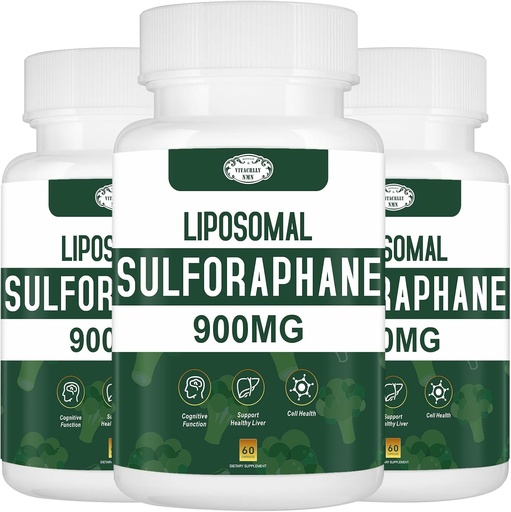 [BRSRAYIRBYIRMC3A] 900MG Lipostomal Sulforaphane suplementari a l'extracció de Broccolis, Liver suplementaris per antioxidant, Digestió, Salut cel·lular, 180 Capules