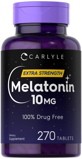 [BRSW2ZQHDIBR43TX] Carlyle Melatonin 10mg | 270 Tablets | with L-Theanine | Vegetarian, Non-GMO, Gluten Free Supplement