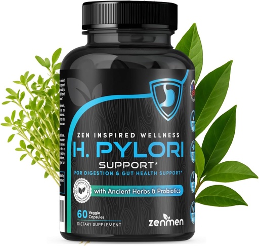 [BRSW223QPIFQKCQ3] Zenmen H. Pylori Support | Lactobacillus Reuteri Probiotic with Mastic Gum for Digestion & GI Health - Third Party Tested, 60 Vegan Capsules, Made in The USA