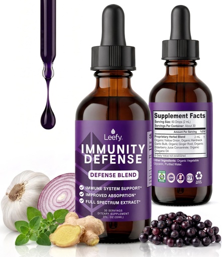 [BRSROZAFDIIBAF3U] Organics Natural Immune Support Supplement – Liquid Herbal Immunity Drops with Organic Elderberry, Garlic, Oregano Oil – Fast-Absorption Tincture for Adults, Teens & Kids – 30 Servings