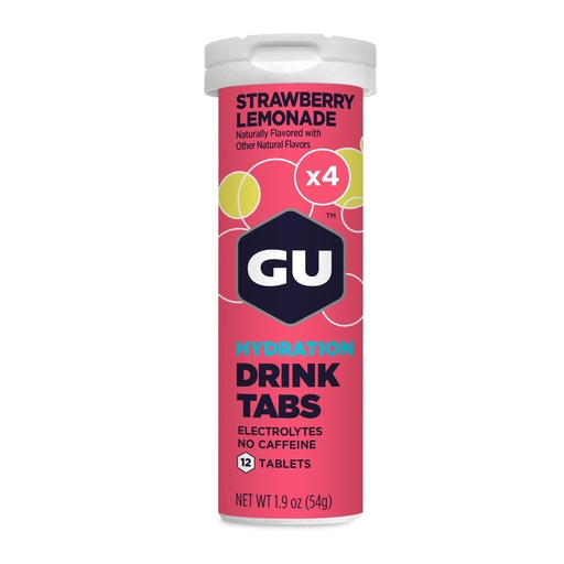 [BRSWG233BN5G2CTV] GU Energy Hydration Electrolyte Drink Tablets, Enhanced Endurance Sports Drink for Running, Cycling, Triathlon, 4-Count (48 Servings), Strawberry Lemonade