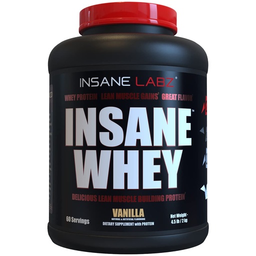 [BRSWGCA6AAMBYCYV] Insane Labz Insane Whey,100% Muscle Building Whey Protein, Post Workout, BCAA Amino Profile, Mass Gainer, Meal Replacement, 5lbs, 60 Srvgs, (Vanilla)