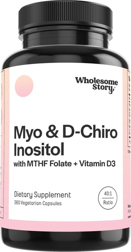 [BRSRMGQKOACQKADD] Wholesome Story Myo-Inositol & D-Chiro Inositol + MTHF Folate + Vitamin D3 | 360 Count