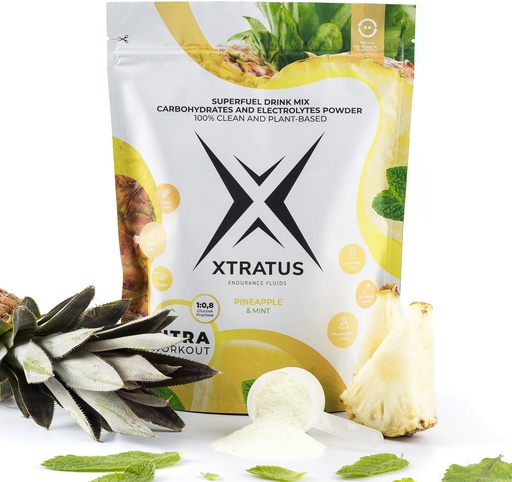 [BRSROCDQAAFQICT5] Pineapple and Mint - Intra Training Supplement with Carbohydrates and Electrolytes. Super Fuel Drink Mix. 1:0,8 (Glucose:Fructose). Real Fruit, Vegan - 35,27 Oz.