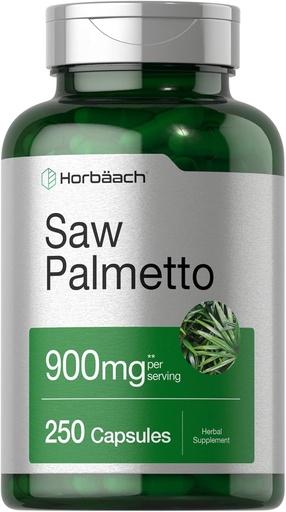 [BRSRMHD7C4FQO33P] Horbäach Saw Palmetto Extract | 900mg | 250 캡슐 | 비 GMO 및 글루텐 프리 포뮬러 | 전통 허브 보충