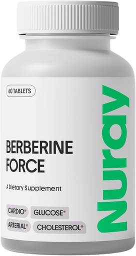 [BRSRAZD5DN5QE33P] Nuray Berberine Force - Supports Cognitive Health, Gastrointestinal Health, Cardiovascular Health, and Helps Maintain Metabolic Health - with Folate, R-Alpha Lipoic Acid - 60 Count - 500mg