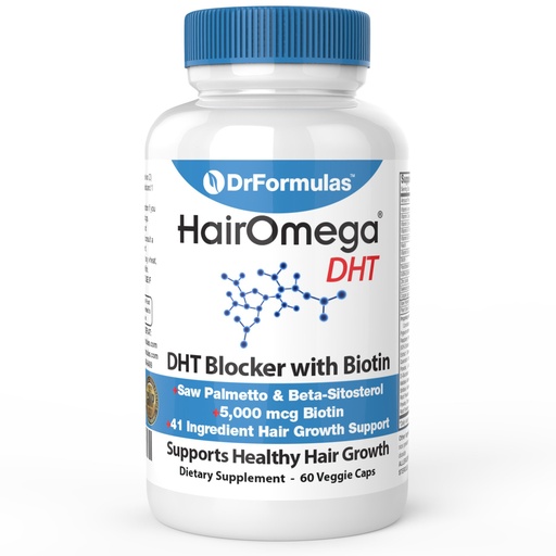 [BRSWGZQHAB6WEAIY] DrFormulas HairOmega DHT Blocker Biotin 5000 mcg Vitamins for Hair Growth Supplement | Hair Loss Pills for Women and Men, 30 Day Supply