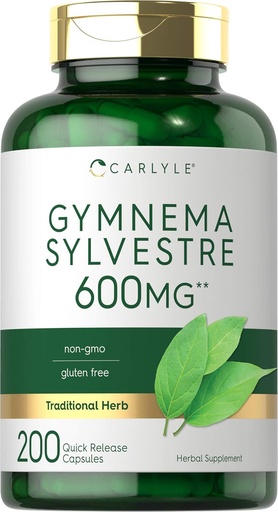 [BRSWYHTQDEAQ2G3A] Carlyle Gymnema Sylvestre Kapsułki 124; 600mg 124; 200 Hrabia 124; Non- GMO i Gluten suplement wolny