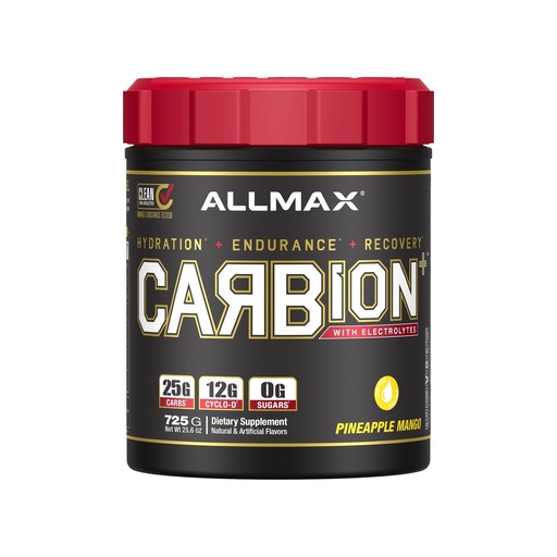 [BRSWGFIRCV7AGG3P] ALLMAX CARBION+, 725 g - High-Performance Training Fuel - Boosts Hydration, Performance & Recovery - with 25 g Carbs & Zero Sugar - 25 Servings