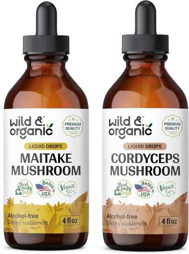 [BRSRAGIBPMIRYCDA] Wild & Organic Maitake Mushroom Tincture 4 fl oz & Cordyceps Mushroom Tincture 4