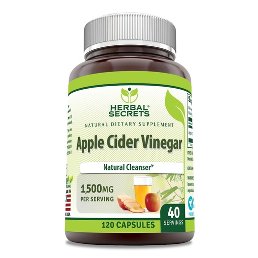 [BRSRO2QCCRYQGE3Z] Herbal Secrets Apple Cider Vinegar Supplement | 1500 Mg Per Serving | 120 Capsules| Non-GMO | Gluten Free | Made in USA
