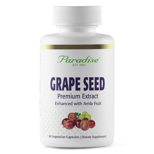 [BRSWIY33AQJRMEY3] Paradise Herbs Grape Seed Extract, Active Whole Spectrum, Antioxidant, Vegan, Non GMO, Gluten Free, 90 Vegetarian Capsules