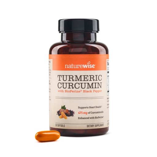 [BRSRAFA3BABGYCA3] NatureWise Turmeric Curcumin 500mg with Black Pepper Softgels - Extra Strength, Enhanced Absorption - 95% Curcuminoids & BioPerine for Immune Support - Gluten-Free, Non-GMO - 30 Count[1-Month Supply]