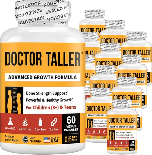 [BRSWYFIPBYFGYDLO] NuBest Doctor Taller - Crecimiento de Altura Fórmula - Apoya Crecimiento de Altura e Inmunidad - Keto con Calcio, Vitamina D3, Vitamina K2, Aminoácidos " Herbs for Children (8+) - 12 Pack  12 Month Supply