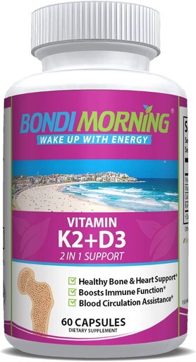 [BRSWGAY3CF6BQDYV] Vitamin K2 + D3 Supplement for Bone & Heart Health - High Potency 5000IU Vitamin D3 & 100mg Vitamin K2 (MK7) Capsules for Optimal Calcium Absorption - 60 Vegan Capsules