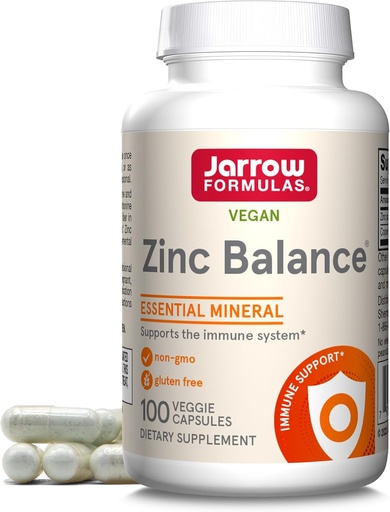 [BRSWIYTYCUBBAHLA] Jarrow Formulas Zink Balance 15 mg - 100 Portionen (Veggie Caps) - Inklusive Kupfer - Essential Mineral für Immunsystem Unterstützung - Immununterstützungsergänzung - Glutenfreie Zink-Kupfer-Ergänzung - Vegan