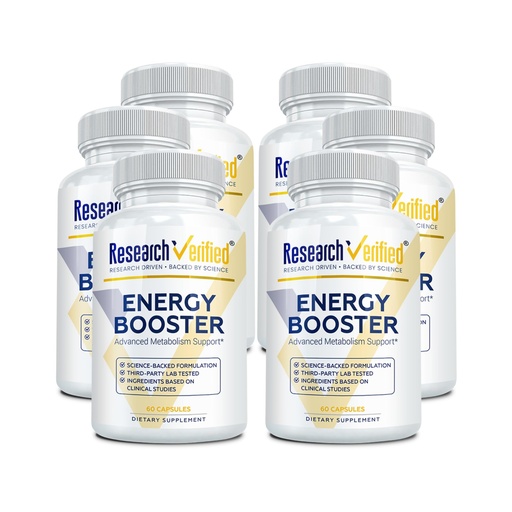 [BRSW2CABC4NRY3TG] Research Verified Energy Booster - Natural Energy Support - 360 Capsules - Caffeine Free - B Vitamins and Adaptogens - 6 Month Supply