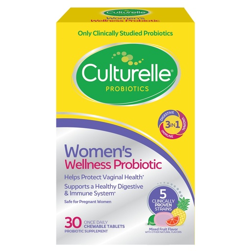 [BRSW2FAHOYDRGADJ] Culturelle Women’s Wellness, Daily Chewable Probiotics for Women - Supports Digestive, Vaginal and Immune Health, Occasional Diarrhea, Gas & Bloating - Non-GMO - 30 Count