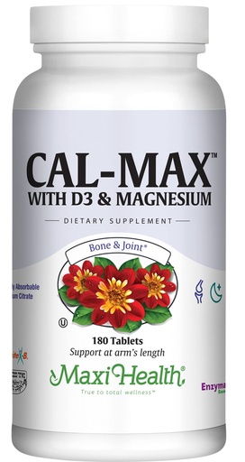 [BRSWIYAKCUOQYG32] Maxi Health Calcium 1000 mg with Vitamin D3 (400 IU) and Magnesium (750 mg) - Cal Max Dietary Supplement for Bone, Teeth and Joint Support - for Men and Women - 180 Tablets