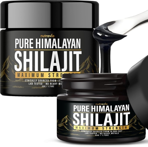 [BRSROHT2O4HGA3TZ] (2 Pack) Shilajit Pure Himalayan Organic Resin - Natural Authentic Lab Tested Formula for Men, Women - No Heavy Metals - 600mg Max Strength with 85+ Trace Minerals Golden Grade Shilajit Supplement