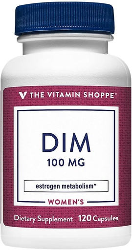 [BRSRMCQYOB5BEGT3] The Vitamin Shoppe DIM 100MG with Bioperine Black Pepper Extract, Supports Estrogen Metabolism for Women's Health (120 Capsules)