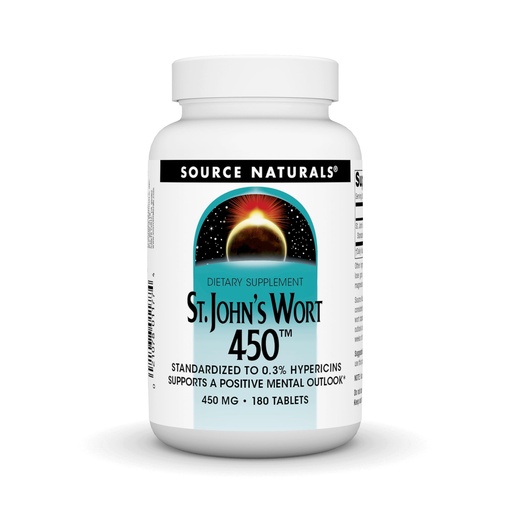 [BRSWIYYLO4DW2CTI] Source Naturals St. John's Wort 450 mg Supports a Positive Mental Outlook - 180 Tablets