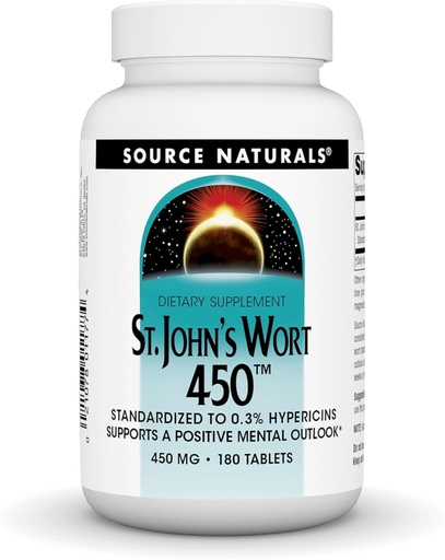 [BRSWIYYLO4DW2CTI] Zdroj Naturals St. John's World 450 mg podporuje pozitívne duševné Outlook - 180 tabliet