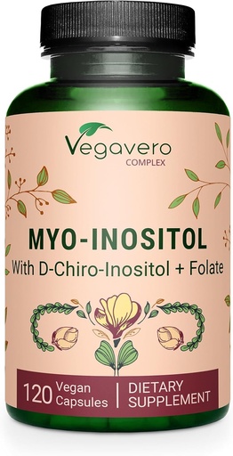 [BRSROBLQBYCWKHYU] Vegavero Myo-Inositol & D-Chiro Inositol | Hormone Balance & Ovarian Support | with Folate, Resveratrol, CoQ10 | 40:1 Ratio | Lab-Tested | 120 Caps | Vegan