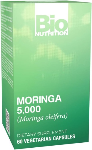 [BRSWI2T4OUNW2D3U] Bio Nutrition Moringa 5000mg 60 vegetariska kapslar | Fullständig grön superfood | Naturens multivitamin | Energi och tarmhälsa