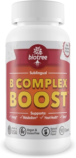 [BRSWIGLZCAMAME3M] Vitamīns B12 Sublingual B Complex Energy Pill B12 Metilkobalamīns B6 Biotīns un Folijskābe Dabas enerģija atbalsta vielmaiņu Sirds veselība un stress Great Tasting Ķiršu Flavor! 100% bez kofeīna -