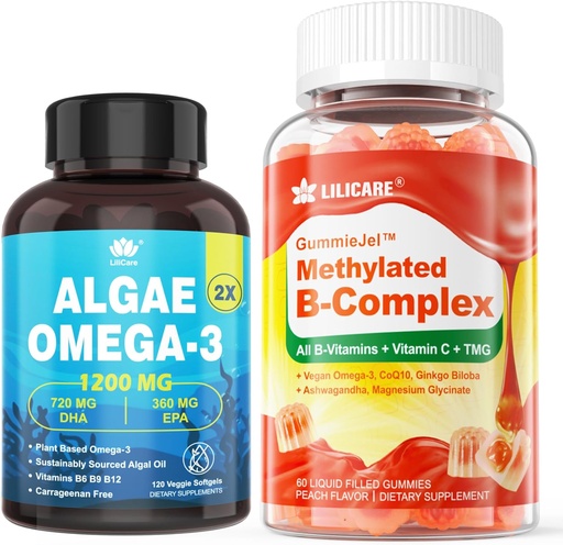 [BRSRAHAYPIAQACL4] Vitamin B Complex Filled Gummies & Plant-Based Algae Omega 3 1200mg Supplement